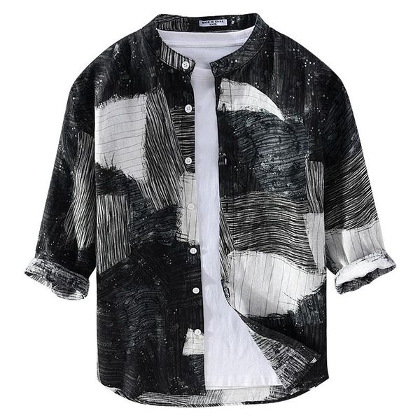 suehaiwe's brand italy style three-quarter sleeved pure linen shirt men summer black stand collar shirts for mens men's casual, White;black
suehaiwe's brand italy style three-quarter sleeved pure linen shirt men summer black stand collar shirts for mens men's casual, White;black