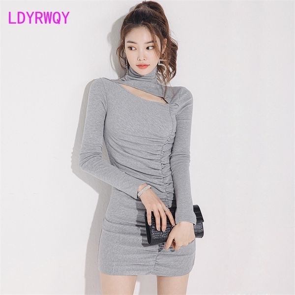 south korea korean version temperament repair height collar long-sleeved pleated bag hip bottom dress girl 210416, Black;gray
south korea korean version temperament repair height collar long-sleeved pleated bag hip bottom dress girl 210416, Black;gray