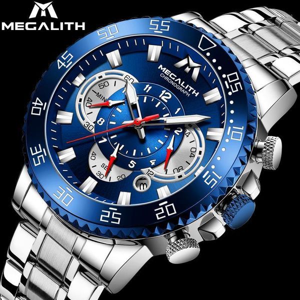 wristwatches megalith men's watch blue silver waterproof sports chronograph quartz watches men steel date alarm wrist man montre homme, Slivery;brown
wristwatches megalith men's watch blue silver waterproof sports chronograph quartz watches men steel date alarm wrist man montre homme, Slivery;brown