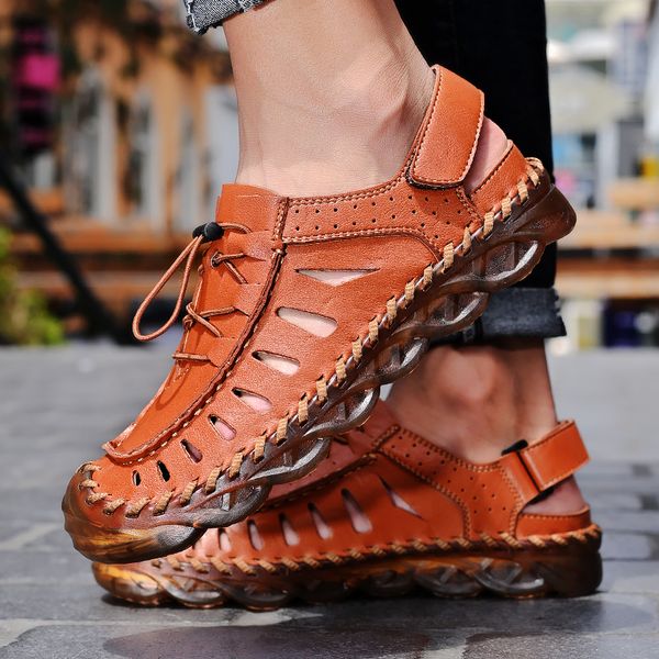 handmade mens sandals leather summer breathable men casual shoes non-slip outdoor mens moccasins roman slippers plus size 38-46, Black
handmade mens sandals leather summer breathable men casual shoes non-slip outdoor mens moccasins roman slippers plus size 38-46, Black