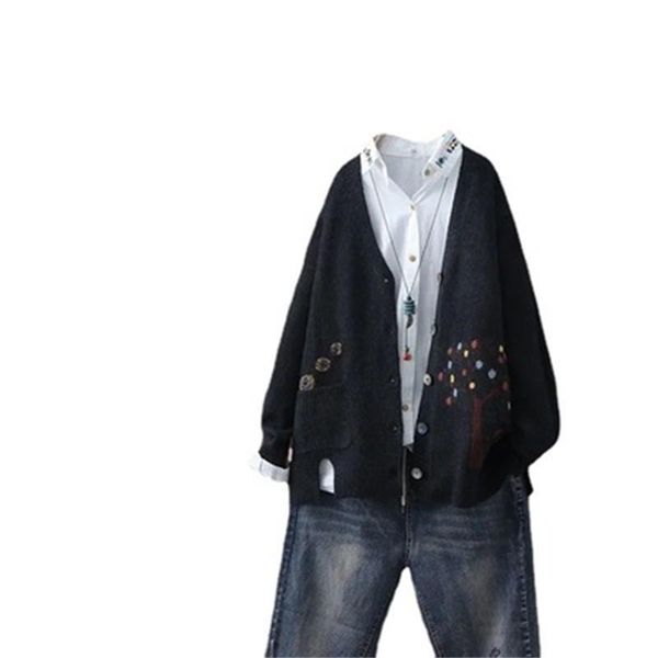 women's knits & tees vintage cardigan autumn 2021 cotton knitted v neck puff sleeve single-breasted casual women sweater plus size whol, White
women's knits & tees vintage cardigan autumn 2021 cotton knitted v neck puff sleeve single-breasted casual women sweater plus size whol, White