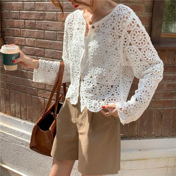 women's blouses & shirts alien kitty retro hollow out streetwear gentle elegant femme ol coats hook flowers chic all match fashion, White
women's blouses & shirts alien kitty retro hollow out streetwear gentle elegant femme ol coats hook flowers chic all match fashion, White