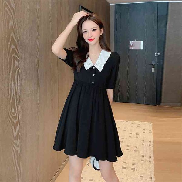 women's dresses pleated patchwork peter pan collar single button high waist korean woman mini dress female vestidos ls385 210506, Black;gray
women's dresses pleated patchwork peter pan collar single button high waist korean woman mini dress female vestidos ls385 210506, Black;gray