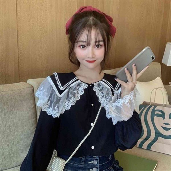 black velvet autumn lace women shirt stitching long sleeved blusas ropa de mujer, White
black velvet autumn lace women shirt stitching long sleeved blusas ropa de mujer, White