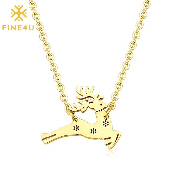 pendant necklaces fine4u n434 stainless steel animal deer necklace for women girls creative christmas jewelry, Silver
pendant necklaces fine4u n434 stainless steel animal deer necklace for women girls creative christmas jewelry, Silver