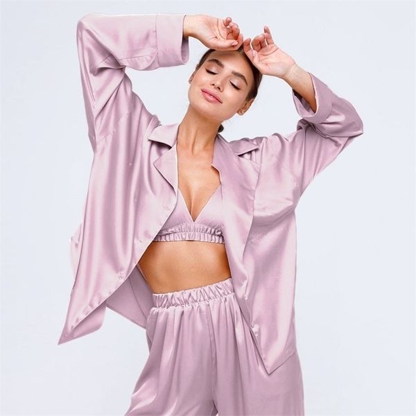 hechan solid loose female pajamas satin turndown collar long sleeve pocket 2 piece set pants homewear silk women sleepwear suits 211103, Black;red
hechan solid loose female pajamas satin turndown collar long sleeve pocket 2 piece set pants homewear silk women sleepwear suits 211103, Black;red