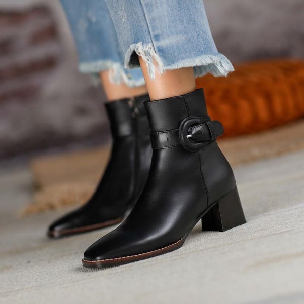 dress shoes 2021 spring and autumn leather casual heel boots female tide fashion square head thick short x238, Black
dress shoes 2021 spring and autumn leather casual heel boots female tide fashion square head thick short x238, Black