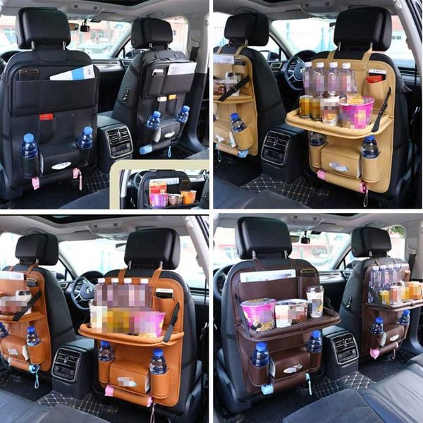 car organizer 2021 seat back pu leather pad bag foldable table tray bags