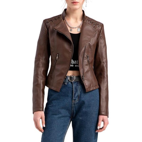 women's leather & faux autumn winter wild locomotive jackets female black pu slim turn-down collar zipper motor punk coats 
women's leather & faux autumn winter wild locomotive jackets female black pu slim turn-down collar zipper motor punk coats