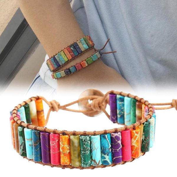 tennis 7 chakra bracelets for women boho handmade natural jasper stone healing energy bead leather wrap couple's bracelet jewelry, Golden;silver
tennis 7 chakra bracelets for women boho handmade natural jasper stone healing energy bead leather wrap couple's bracelet jewelry, Golden;silver