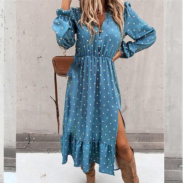 casual dresses fashion polka-dot dress women solid v-neck long sleeve loose longuette office ladies vestidos elegantes para mujer, Black;gray
casual dresses fashion polka-dot dress women solid v-neck long sleeve loose longuette office ladies vestidos elegantes para mujer, Black;gray