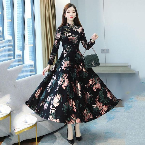 casual dresses 2021 autumn arrival cheongsam style stand collar print long sleeve women dress large size -4xl, Black;gray
casual dresses 2021 autumn arrival cheongsam style stand collar print long sleeve women dress large size -4xl, Black;gray
