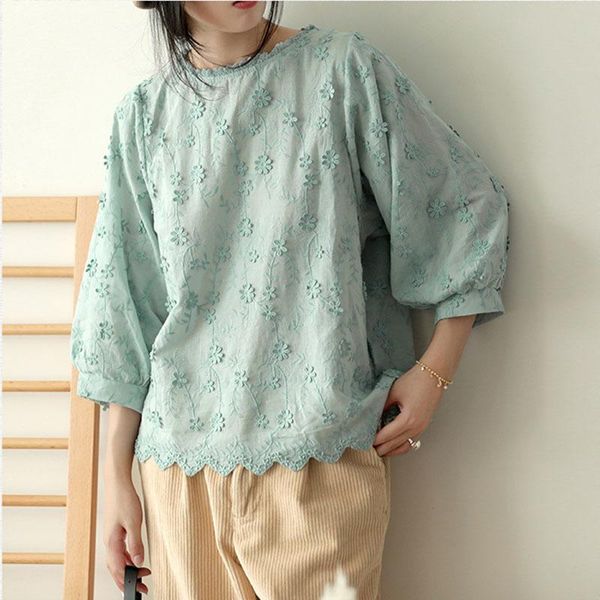 women's blouses & shirts nini wonderland 2021 autumn embroidery flower shirt cotton lantern sleeve vintage retro spring casual loose, White
women's blouses & shirts nini wonderland 2021 autumn embroidery flower shirt cotton lantern sleeve vintage retro spring casual loose, White