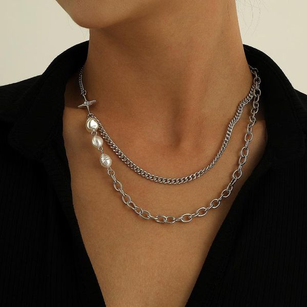 chokers silver color double chains necklaces for women imitation pearls rhinestone star link clavicle chain necklace short 2021, Golden;silver
chokers silver color double chains necklaces for women imitation pearls rhinestone star link clavicle chain necklace short 2021, Golden;silver
