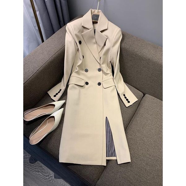 women's wool & blends 21 solid shell luster triacetic acid double breasted split middle and long coat, Black
women's wool & blends 21 solid shell luster triacetic acid double breasted split middle and long coat, Black