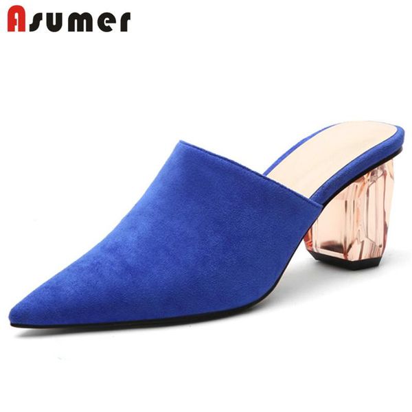 dress shoes asumer 2021 arrive women pumps flock pointed toe mules transparent square heel elegant summer party wedding woman, Black
dress shoes asumer 2021 arrive women pumps flock pointed toe mules transparent square heel elegant summer party wedding woman, Black