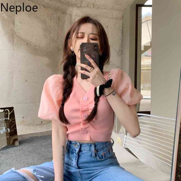 neploe knitted shirts women short gauze patchwork v neck puff sleeve cardigan summer slim sweet chic button 4i901 210422, White
neploe knitted shirts women short gauze patchwork v neck puff sleeve cardigan summer slim sweet chic button 4i901 210422, White