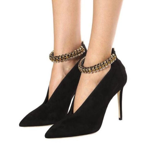 dress shoes black suede leather women pointy toe pumps golden crystal ankle strap ladies high heels party stiletto wedding
dress shoes black suede leather women pointy toe pumps golden crystal ankle strap ladies high heels party stiletto wedding