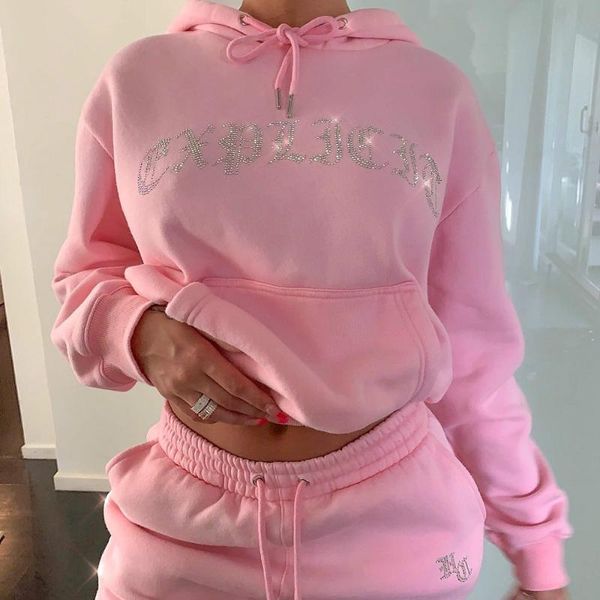 women's two piece pants fashion sports hooded sweater women suit set pink casual loose suits autumn winter tracksuits fitness, White
women's two piece pants fashion sports hooded sweater women suit set pink casual loose suits autumn winter tracksuits fitness, White