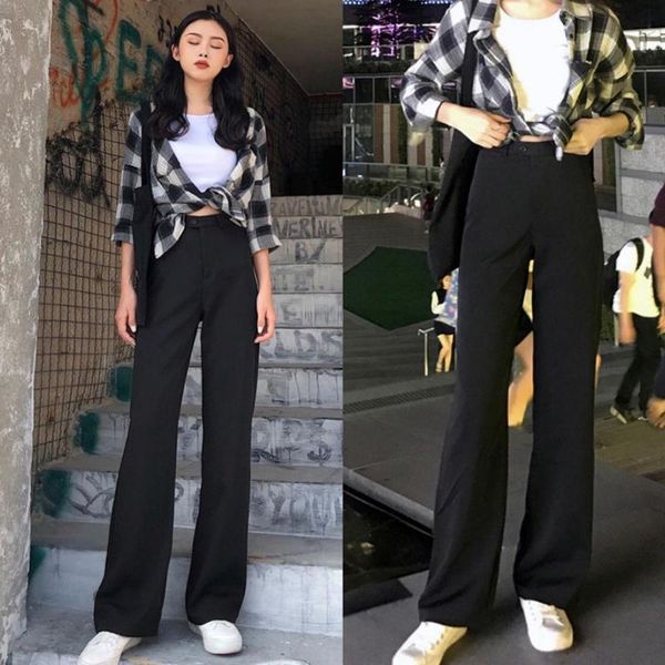 s women autumn loose high waist solid color long straight pants wide leg trousers breathable fitness pant women's & capris, Black;white
s women autumn loose high waist solid color long straight pants wide leg trousers breathable fitness pant women's & capris, Black;white