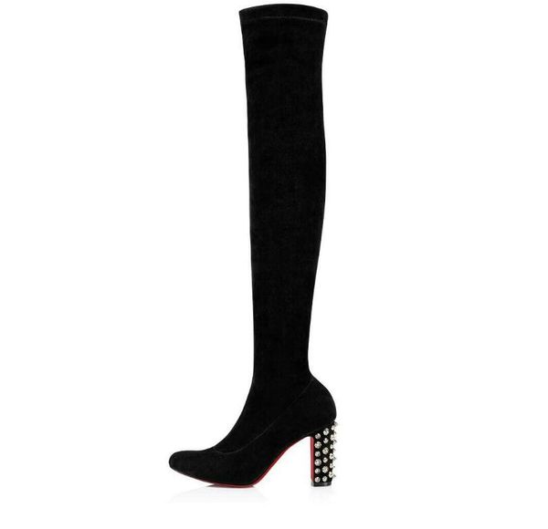 luxury winter brands women's tall boots red bottom study booty black stretch lady over-knee-boot studs high heels fashion booties eu35-
luxury winter brands women's tall boots red bottom study booty black stretch lady over-knee-boot studs high heels fashion booties eu35-