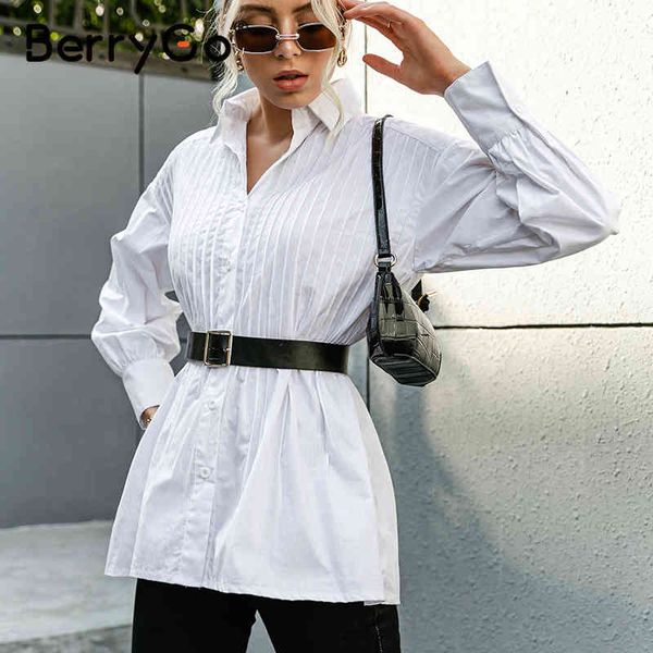 berrygo long sleeves belt office white cotton shirt women wrinkle fashion pleated long spring summer loose female 210513
berrygo long sleeves belt office white cotton shirt women wrinkle fashion pleated long spring summer loose female 210513