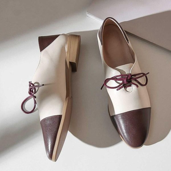 low heels shoes women's pumps mixed color colors lace up genuine leather daily wear autumn women dress, Black
low heels shoes women's pumps mixed color colors lace up genuine leather daily wear autumn women dress, Black