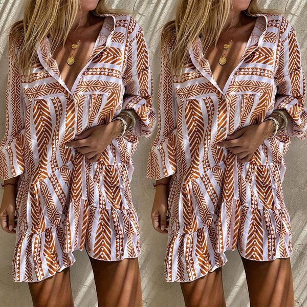 casual dresses plus size long sleeve women dress autumn fashion bohemian style v neck printed scallop loose mini, Black;gray
casual dresses plus size long sleeve women dress autumn fashion bohemian style v neck printed scallop loose mini, Black;gray