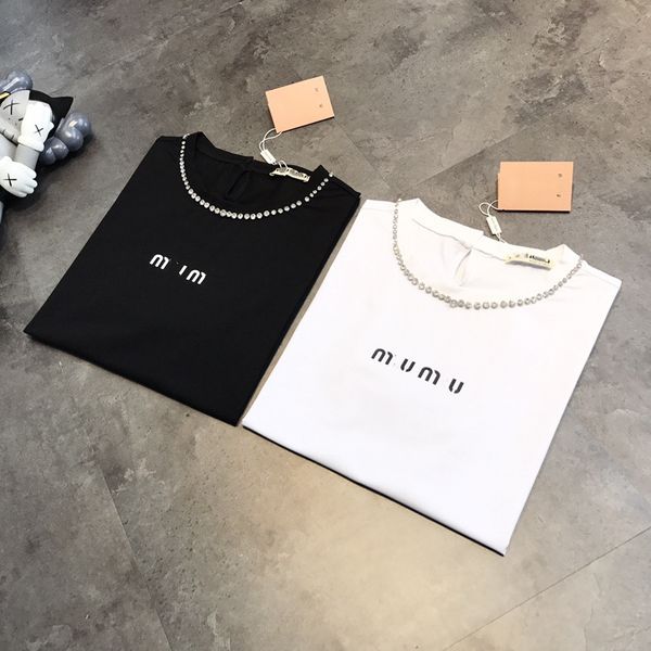 luxury design + summer neckline drill t-shirt women's short sweet loose fashion half sleeve, White
luxury design + summer neckline drill t-shirt women's short sweet loose fashion half sleeve, White