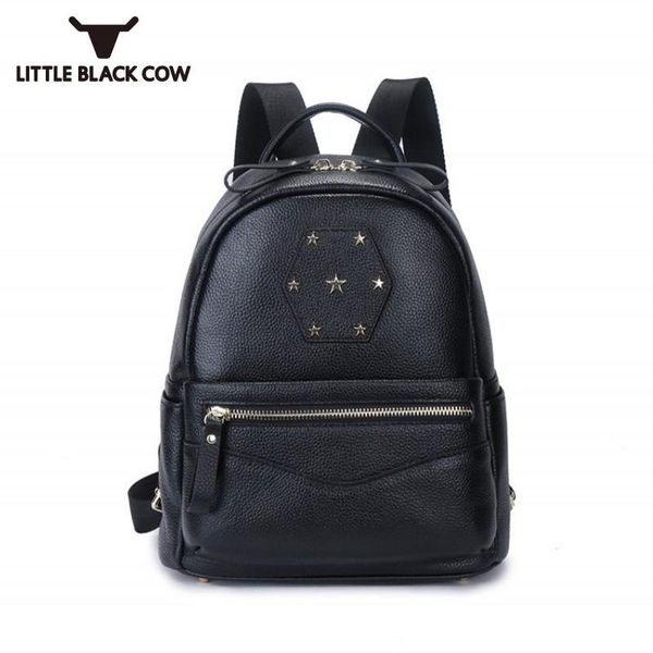 women black genuine leather backpack big capacity school zipper prints rivets casual travel backpacks female rucksack
women black genuine leather backpack big capacity school zipper prints rivets casual travel backpacks female rucksack