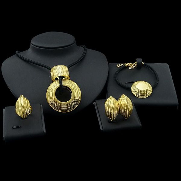 earrings & necklace yulaili wholesale match all jewelry sets gold color round shape pendant bracelet ring accessories for women, Silver
earrings & necklace yulaili wholesale match all jewelry sets gold color round shape pendant bracelet ring accessories for women, Silver