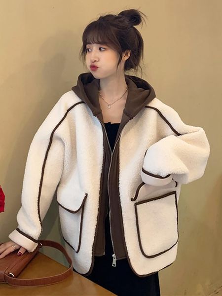 women's jackets imitation lamb wool fleece coat for women fashion casual korean style youth student daily outwear campus girlfriend cut, Black;brown
women's jackets imitation lamb wool fleece coat for women fashion casual korean style youth student daily outwear campus girlfriend cut, Black;brown