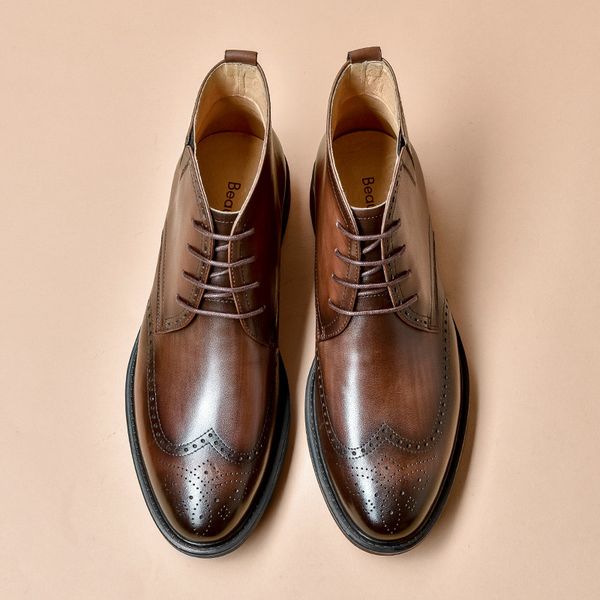 boots ankle boots brogue men genuine cow leather pointed toe lace-up autumn winter male shoes handmade 54105, Black
boots ankle boots brogue men genuine cow leather pointed toe lace-up autumn winter male shoes handmade 54105, Black