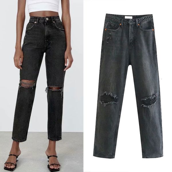 women's jeans jeans high waist with pocket, vintage female holes in them. oke8, Blue 
women's jeans jeans high waist with pocket, vintage female holes in them. oke8, Blue
