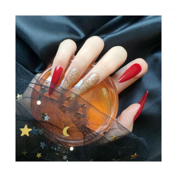 24pcs gradients wear long paragraph fashion manicure patch false nails save time wearable jelly nail1, Red;gold
24pcs gradients wear long paragraph fashion manicure patch false nails save time wearable jelly nail1, Red;gold