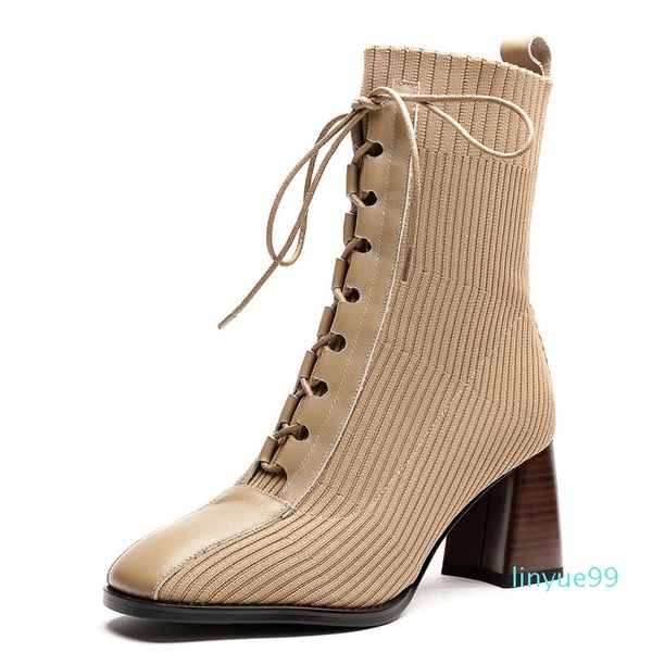 boots autumn office lady party women mid-calf fashion elegant genuine leather knitting lace-up thick heels shoes woman, Black
boots autumn office lady party women mid-calf fashion elegant genuine leather knitting lace-up thick heels shoes woman, Black