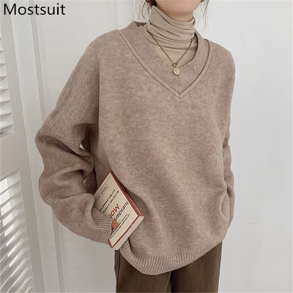 korean v-neck loose knitted sweater jumper women winter long sleeve solid basic simple soft female pullover femme 210514, White;black
korean v-neck loose knitted sweater jumper women winter long sleeve solid basic simple soft female pullover femme 210514, White;black