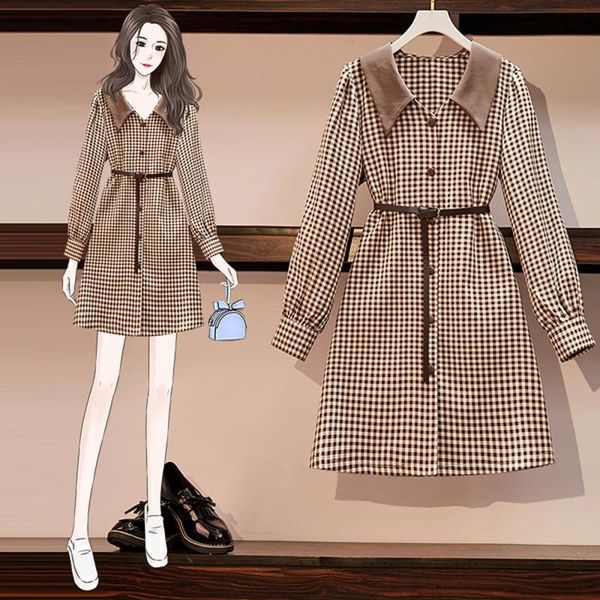 casual dresses 2021 autumn elegant women dress plaid ladies long sleeve v collar tunic belt, Black;gray
casual dresses 2021 autumn elegant women dress plaid ladies long sleeve v collar tunic belt, Black;gray