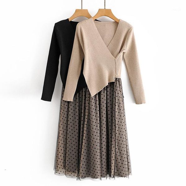 korean version of women's autumn and winter style v-neck high-end temperament irregular polka dot mesh knitted dress casual dresses, Black;gray
korean version of women's autumn and winter style v-neck high-end temperament irregular polka dot mesh knitted dress casual dresses, Black;gray