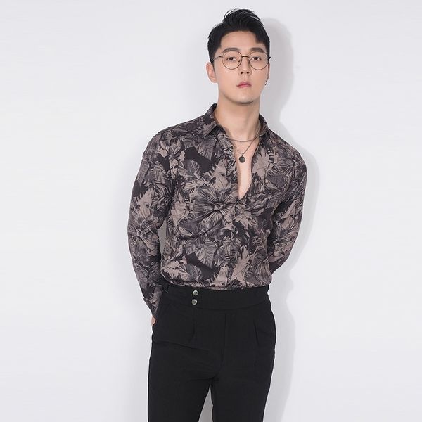 chuanze men's ironing printed long sleeve shirt new korean slim anti wrinkle flower shirt, White;black
chuanze men's ironing printed long sleeve shirt new korean slim anti wrinkle flower shirt, White;black