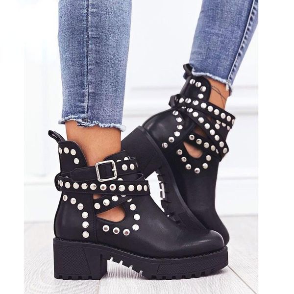 boots autumn woman rivet ankle round toe mid heel short fashion buckle outdoor women's shoes plus size 2021, Black
boots autumn woman rivet ankle round toe mid heel short fashion buckle outdoor women's shoes plus size 2021, Black