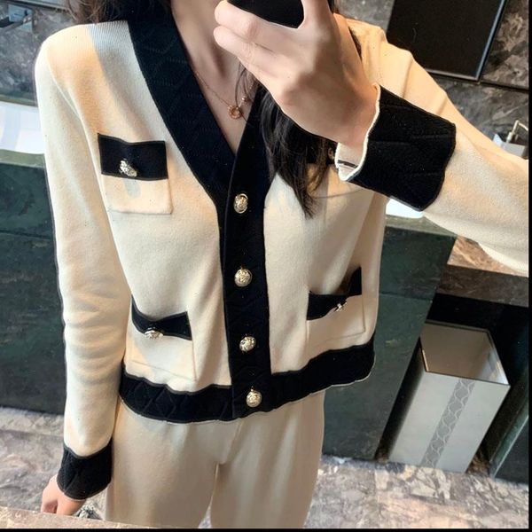 spring casual knitting suits womens pants elegant v neck long sleeve loose knitted sweater crop wide leg ankle length, White
spring casual knitting suits womens pants elegant v neck long sleeve loose knitted sweater crop wide leg ankle length, White