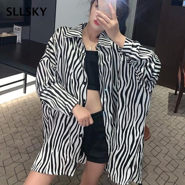 women's blouses & shirts vangull zebra striped printed women shirt loose oversize long sleeve turn-down collar single breasted spring, White
women's blouses & shirts vangull zebra striped printed women shirt loose oversize long sleeve turn-down collar single breasted spring, White