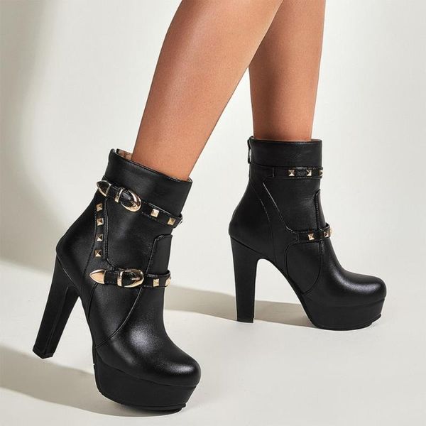 boots womens pu leather lace up ankle belt buckle platform studded rivet shoes super high heel punk motorcycle plus size 34-43, Black
boots womens pu leather lace up ankle belt buckle platform studded rivet shoes super high heel punk motorcycle plus size 34-43, Black