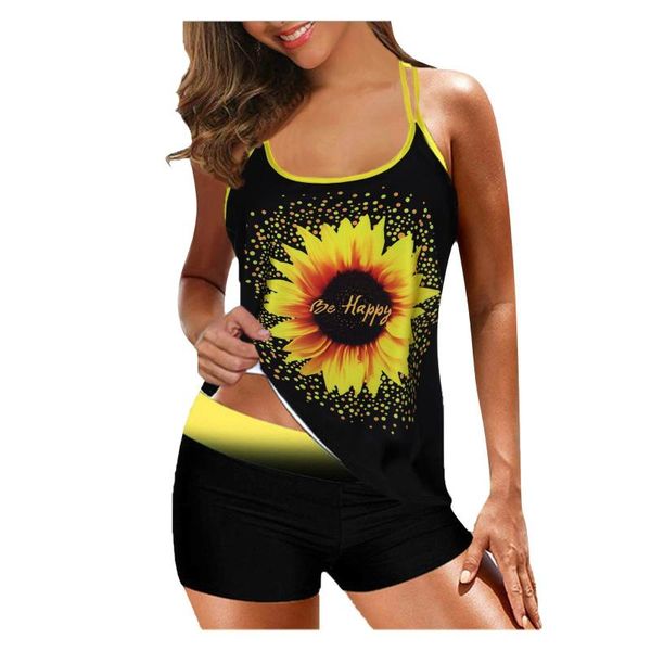 women's swimwear sunflower print swimsuit plus size strappy back tankini set 2 piece women swimdress panty bathing bañadores mujer 2021, White;black
women's swimwear sunflower print swimsuit plus size strappy back tankini set 2 piece women swimdress panty bathing bañadores mujer 2021, White;black