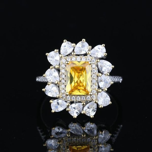 925 silver european and american princess natural yellow zircon for ladies exquisite jewelry cluster rings, Golden;silver
925 silver european and american princess natural yellow zircon for ladies exquisite jewelry cluster rings, Golden;silver