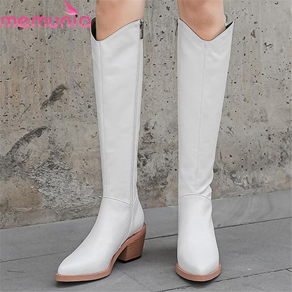 boots memunia 2021 riding women genuine leather footwear pointed toe zip thick heel woman knee high, Black
boots memunia 2021 riding women genuine leather footwear pointed toe zip thick heel woman knee high, Black