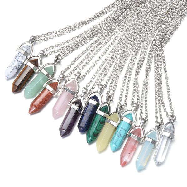 20colors chakra reiki healing pendant jewelry hexagon natural stone pendulum necklace quartz lapis opal pink crystal amethyst charms necklac, Silver
20colors chakra reiki healing pendant jewelry hexagon natural stone pendulum necklace quartz lapis opal pink crystal amethyst charms necklac, Silver