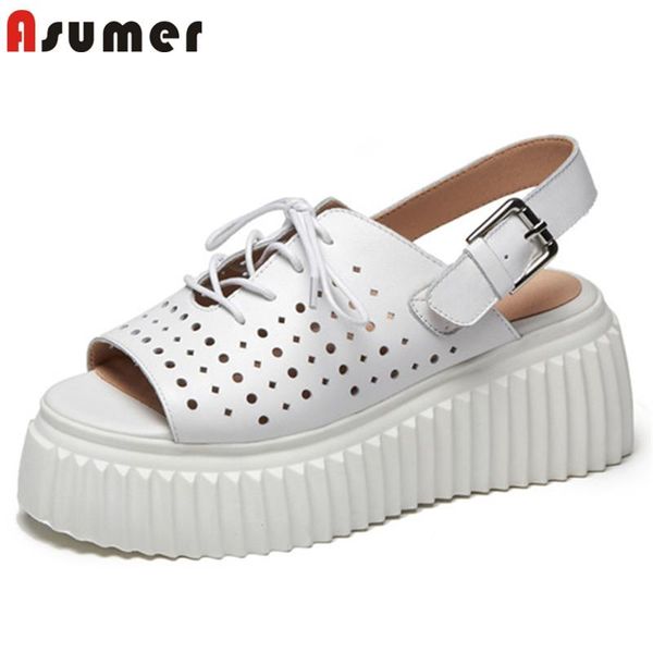 asumer 2021 white flat platform sandals women genuine leather casual shoes hollow out buckle fashion ladies dress, Black
asumer 2021 white flat platform sandals women genuine leather casual shoes hollow out buckle fashion ladies dress, Black