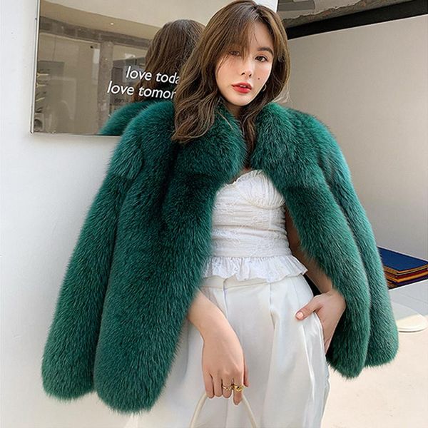 women's fur & faux jacket natural real ladies women coat winter, Black